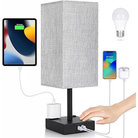 Bedside Lamp with USB Ports - Touch Control Table Lamp for Bedroom with USB C+A - Picture 8 of 8